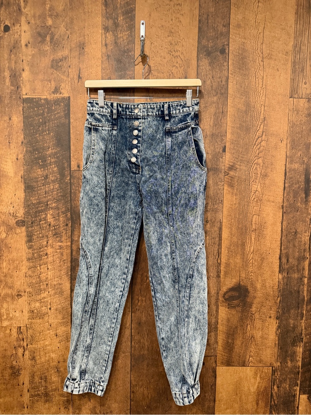 Moon river Acid Wash High-Rise Button Front Jeans - Blue medium